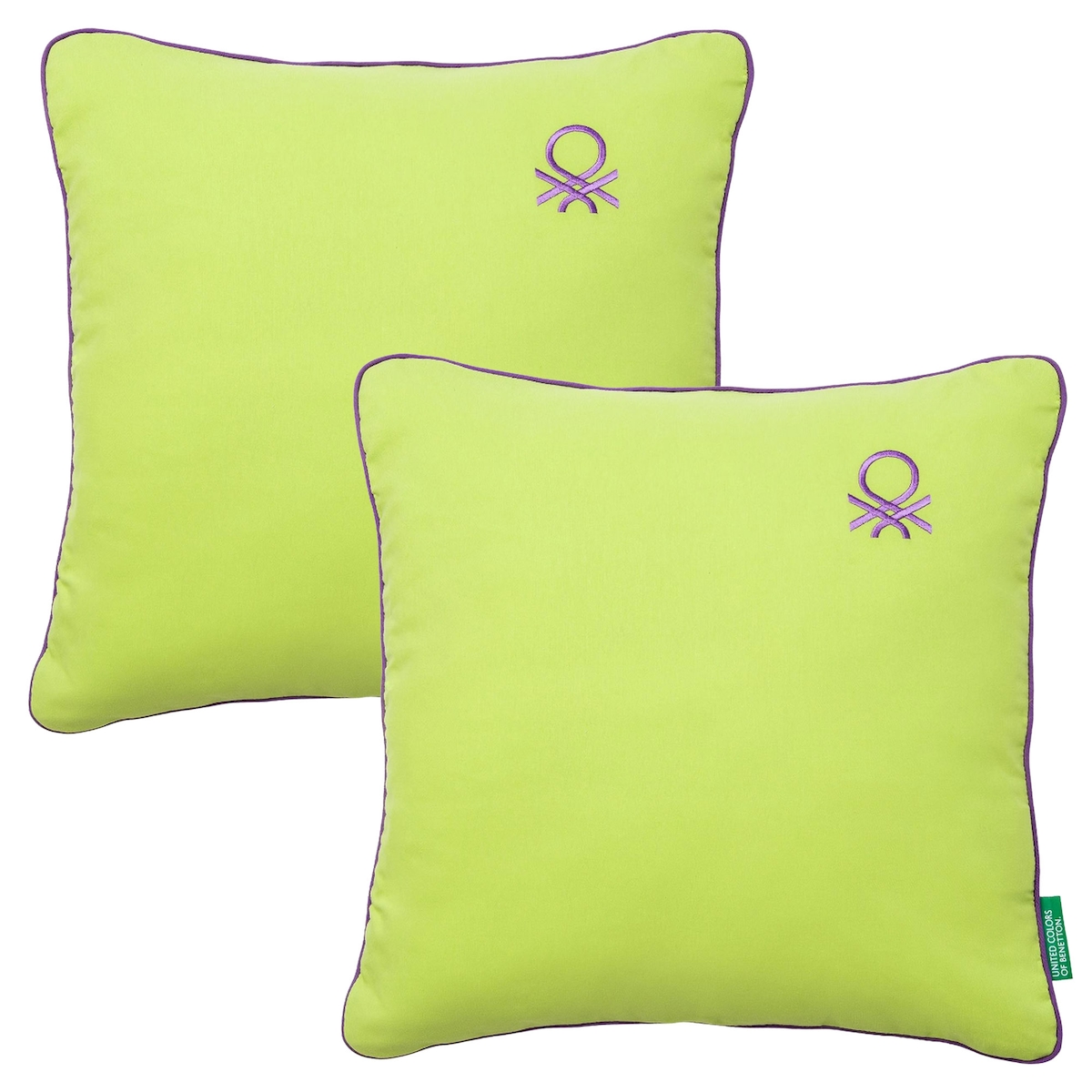 Benetton - Set mit 2 grünen Kissen, 45 x 45 cm, 70 % Baumwolle, 30 % Polyester, 300 g Image