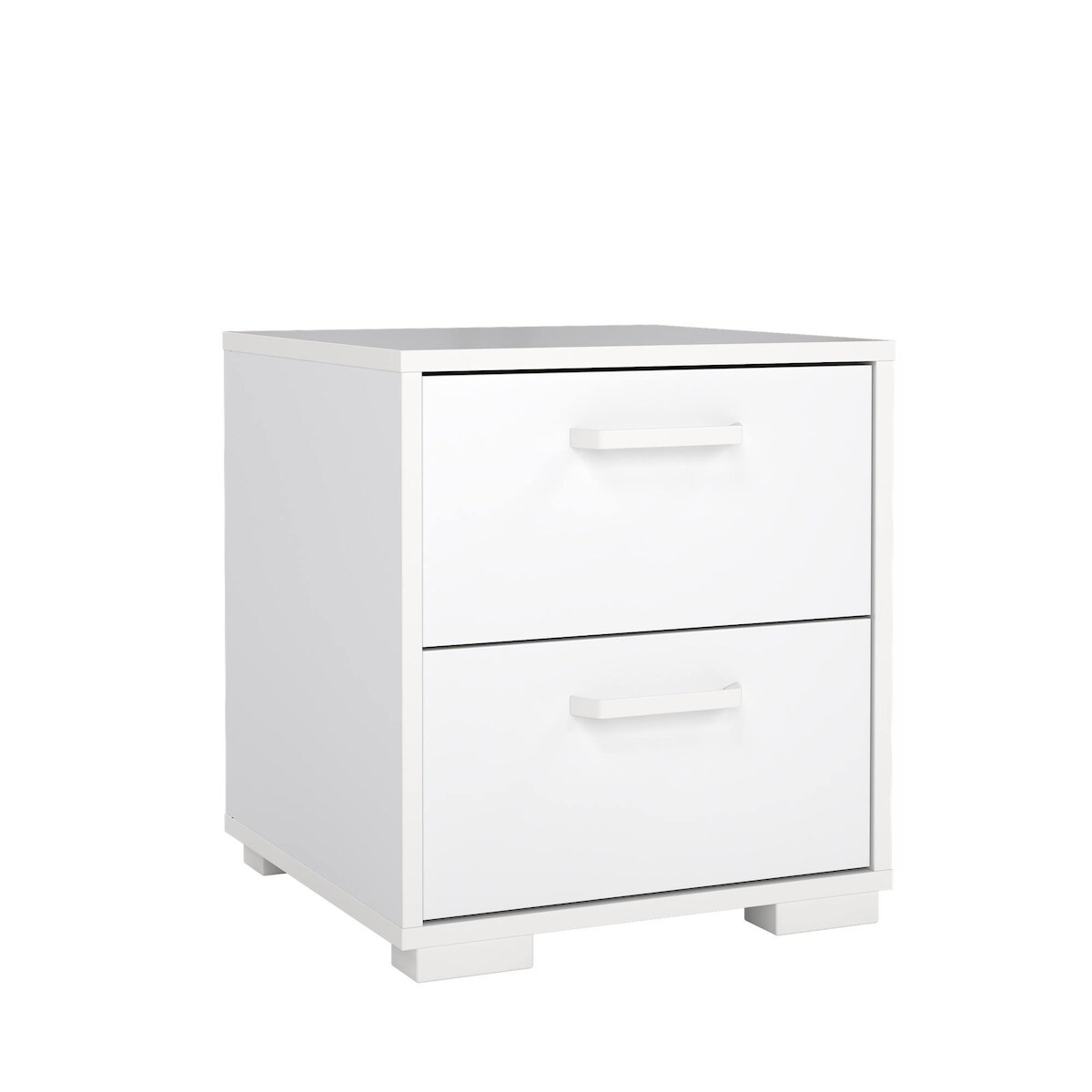 WellHome - Holz - Nachttisch mit 2 Schubladen in der Farbe Hochglanz Weiß 41 x 40 x 45 cm - Eria Gloss White Image