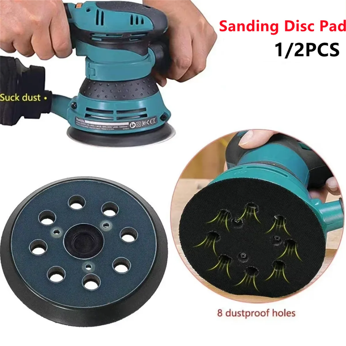 5 Zoll 8-Loch Ersatz-Schleifpads 1/2 Stück Universelle Klett-Schleifplatten Orbital-Trägerplatten für BO5021K Schleifer Image