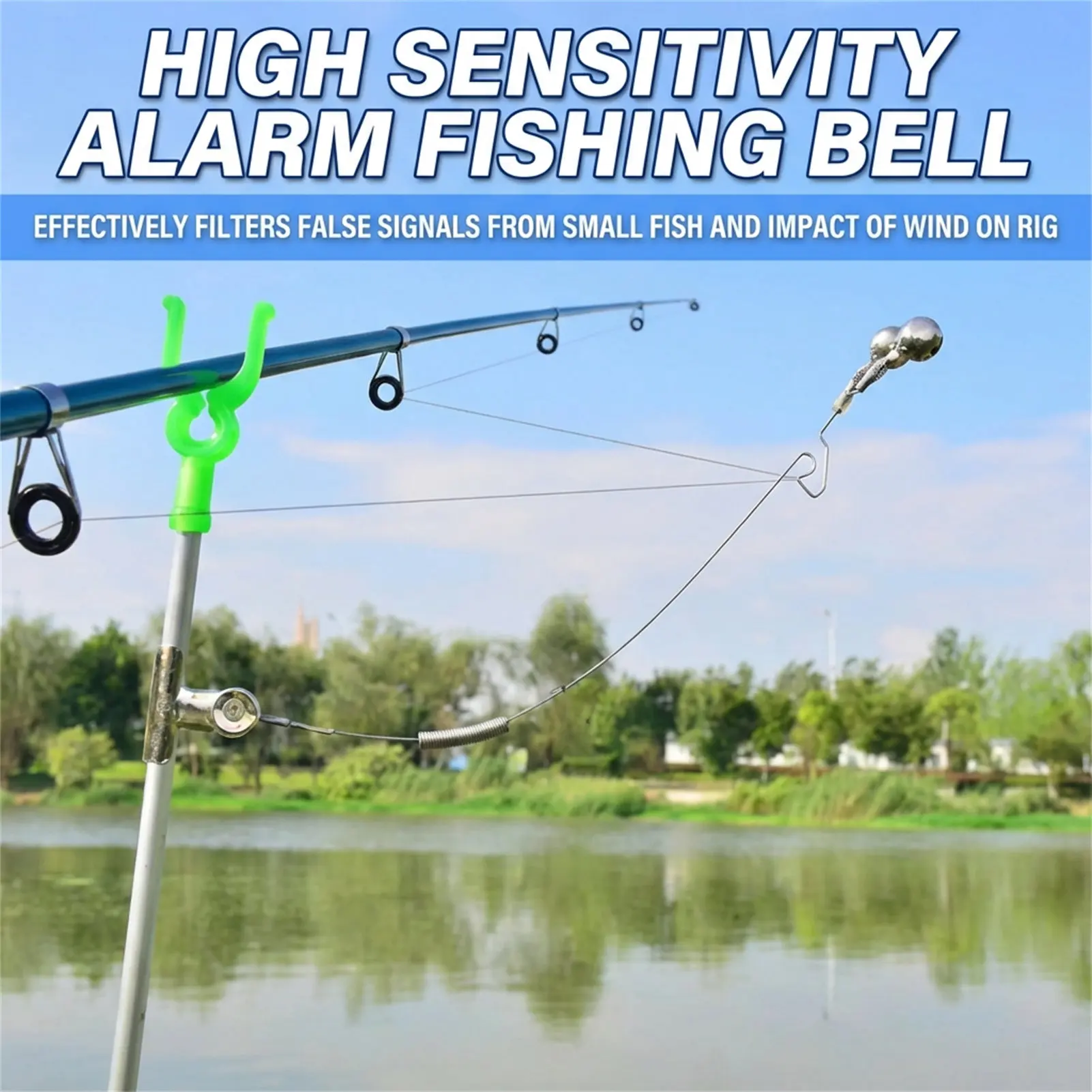 Edelstahl-Angelglocken-Alarm, 3er-Pack, hochempfindliches Bissalarmgerät für Meeresangeln, leicht und korrosionsbeständig Image