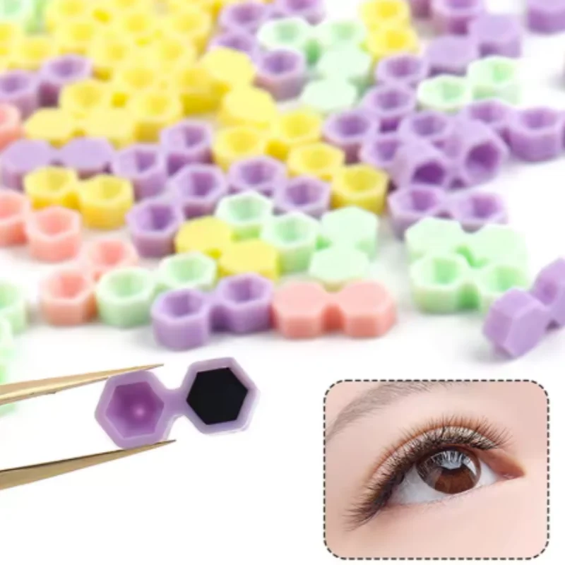 Wimpernkleber-Behälter mit Doppelloch in Kegelform für Verlängerte Haltbarkeit, Professioneller Organizer für Wimpernverlängerung und Volumen Image