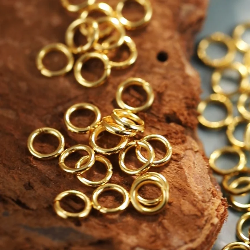 100 Stück Biegeringe aus Edelstahl, 3–15 mm, vergoldet, Spaltringe für die Schmuckherstellung, Kettenverbinder, DIY-Zubehör, Großhandel Image