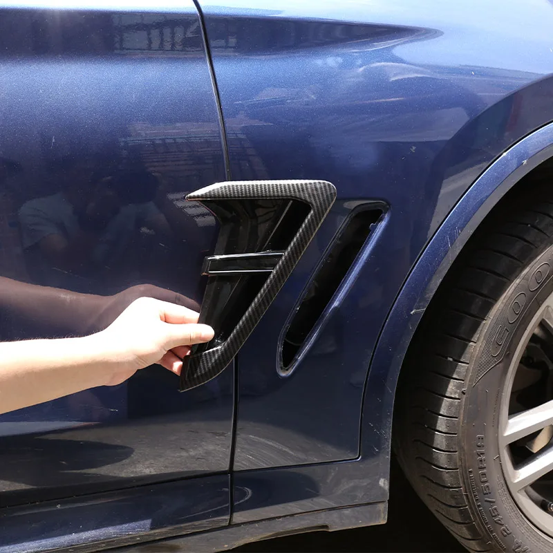 ABS Carbon Faser Auto Shark Gills Seite Fender Vent Dekoration Aufkleber Für BMW X3 X4 G01 G02 2018-2022 auto Zubehör Image