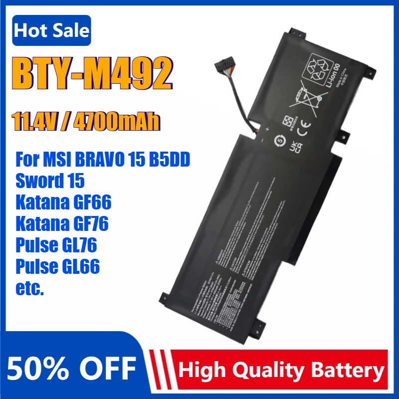 BTY-M492 Laptop-Akku für MSI BRAVO 15 B5DD Katana GF66 12UGS 11UC GF76 11SC 11UE SWORD 17 A11UD Pulse GL66 11DUK 11UEK GL76 Image