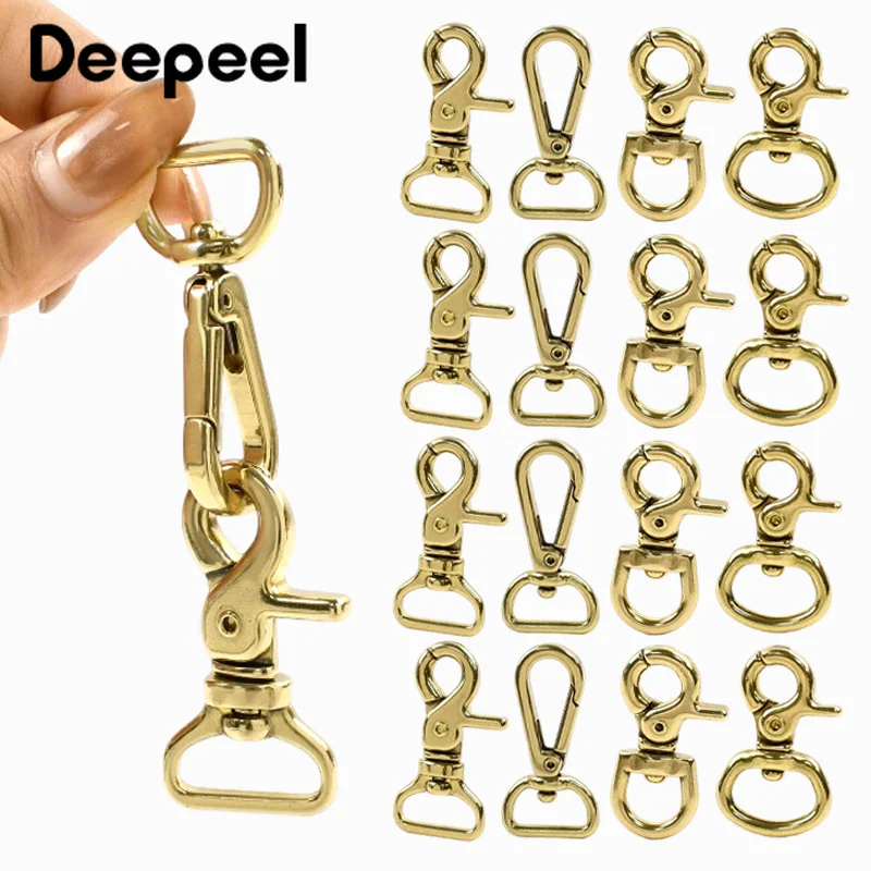 2/5/10 Stück 10-25mm Messing-Metallschnallen Taschenriemen-Drehverschluss Karabinerhaken für Haustierhalsbänder Schlüsselanhänger Zubehör Image