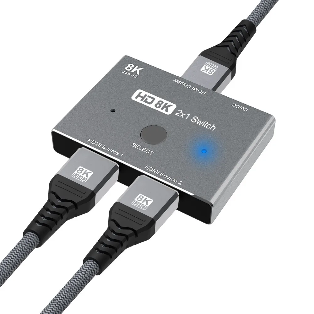 HDMI-kompatibel Ultra HD 8K Schalter Hohe Geschwindigkeit 48Gbps 2 in 1 splitter 8K @ 60Hz 4K @ 120Hz Directional 2,1 Konverter Für Xbox PS5 Image