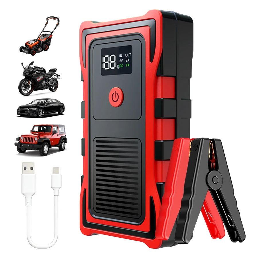 12000mAh Auto-Notstartgerät, Fahrzeugbatterie-Booster, mit LED-Licht, geeignet für Benzin-, Diesel- und SUV-Fahrzeuge Image