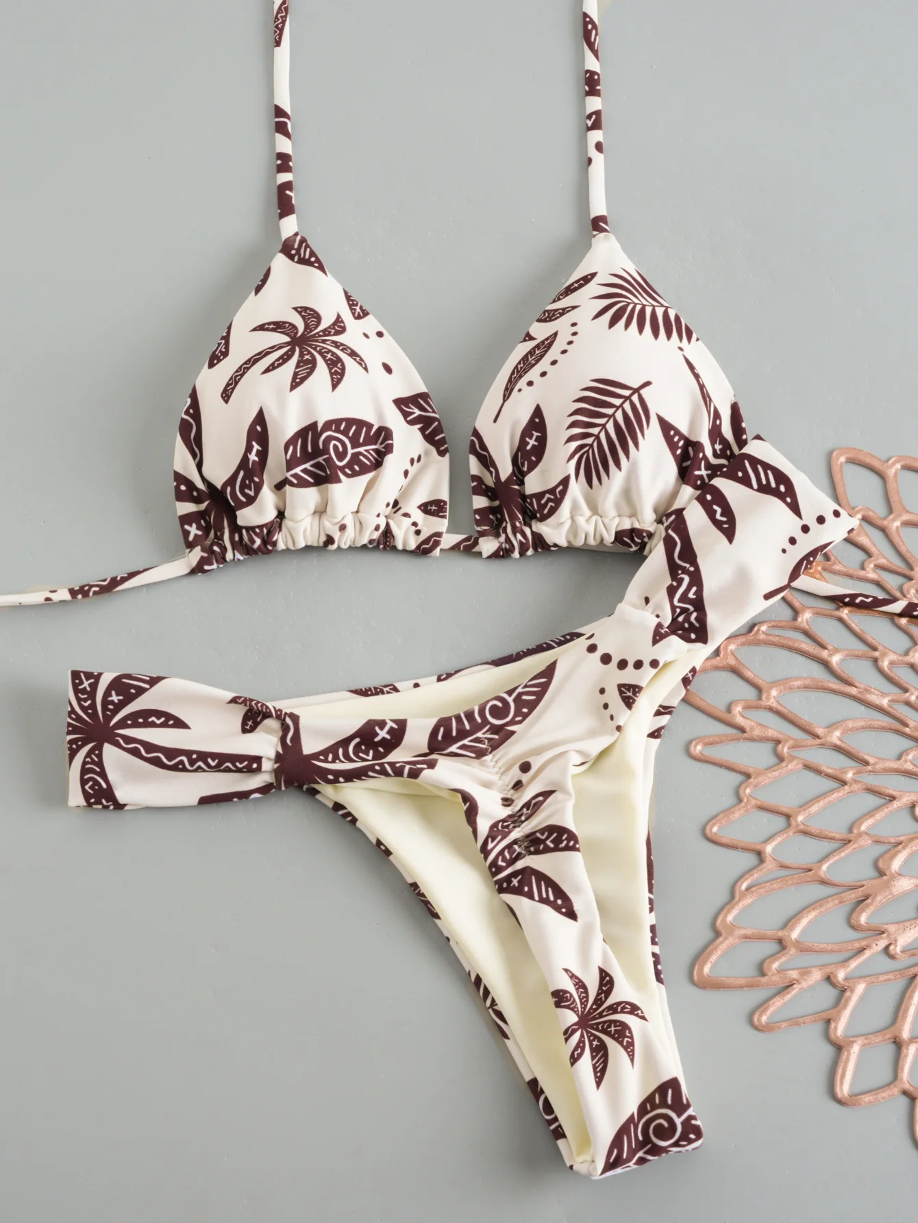 Neuer Sexy Dreieck-Bikini mit Push-Up-Effekt, Brasilianischer String-Bikini, Gerüschte Bademode, Bedruckter Badeanzug für Damen, Strandkleidung, Biquini Image