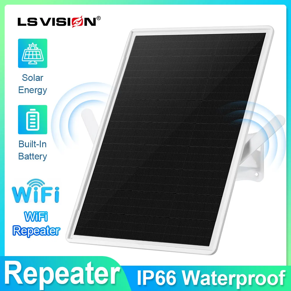 Ls Vision Solar Outdoor Wifi Repeater, wetterfester Wi-Fi Range Extender-2,4 GHz Wireless Internet Signal Booster 20000mAh Batterie Image