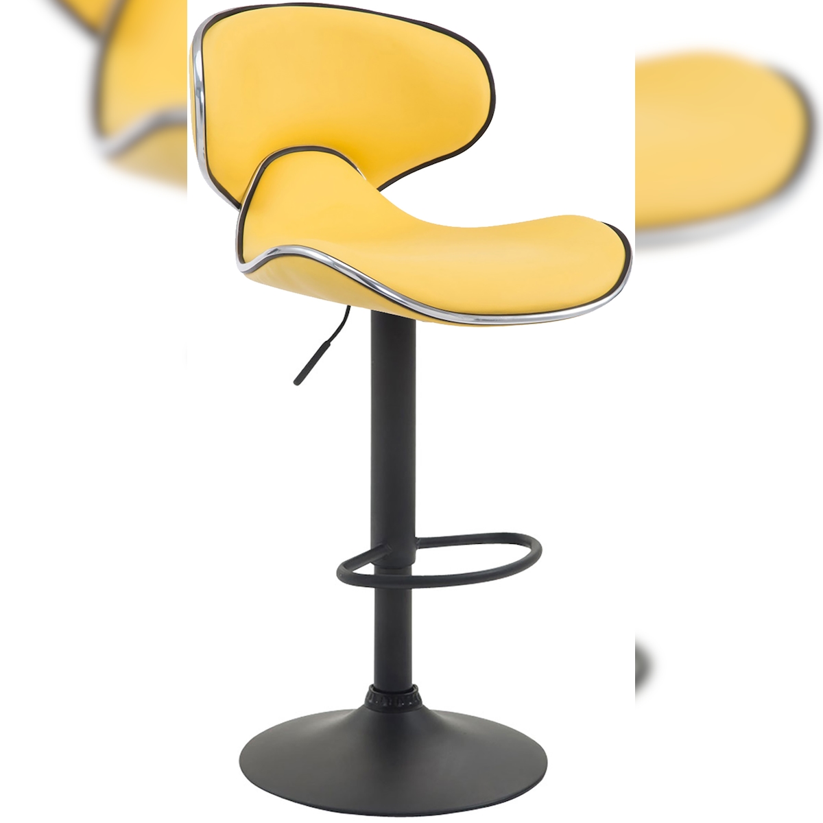 DELUKE Barhocker FAMIR - Kunstleder Gelb 46x49x88 cm Schwarz | Barstuhl Mit Lehne Tresenhocker Tresenstuhl Kneipenhocker Kneipenstuhl Image