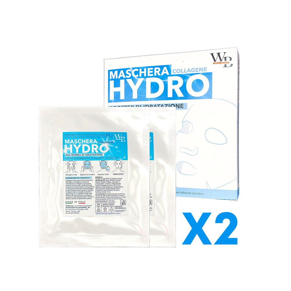 WellBeauty HydroLyo - Maschera al Collagene Marino Viso x 2 St