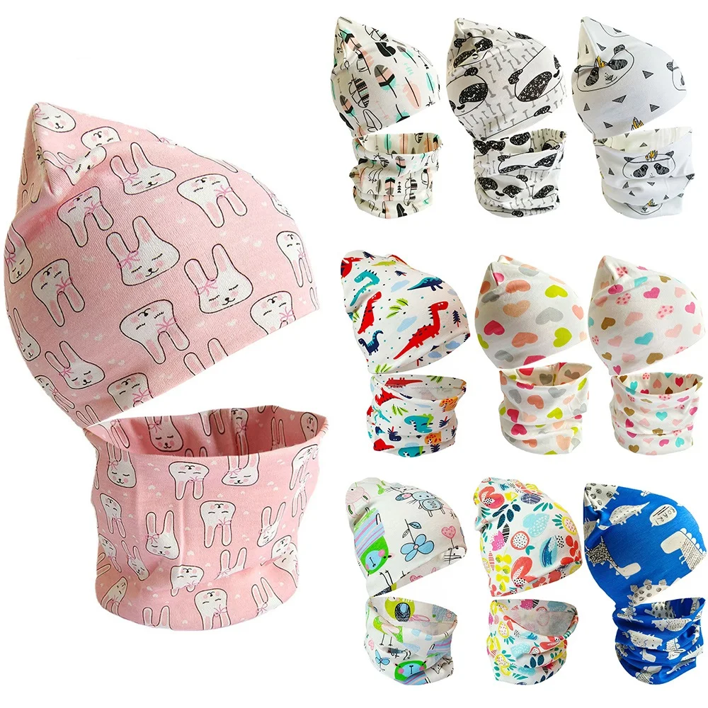 2 pezzi cartone animato bambini sciarpa cappello set ragazza bambino cappello autunno inverno bambino cappello per ragazzi neonato bambini berretti berretto sciarpa
