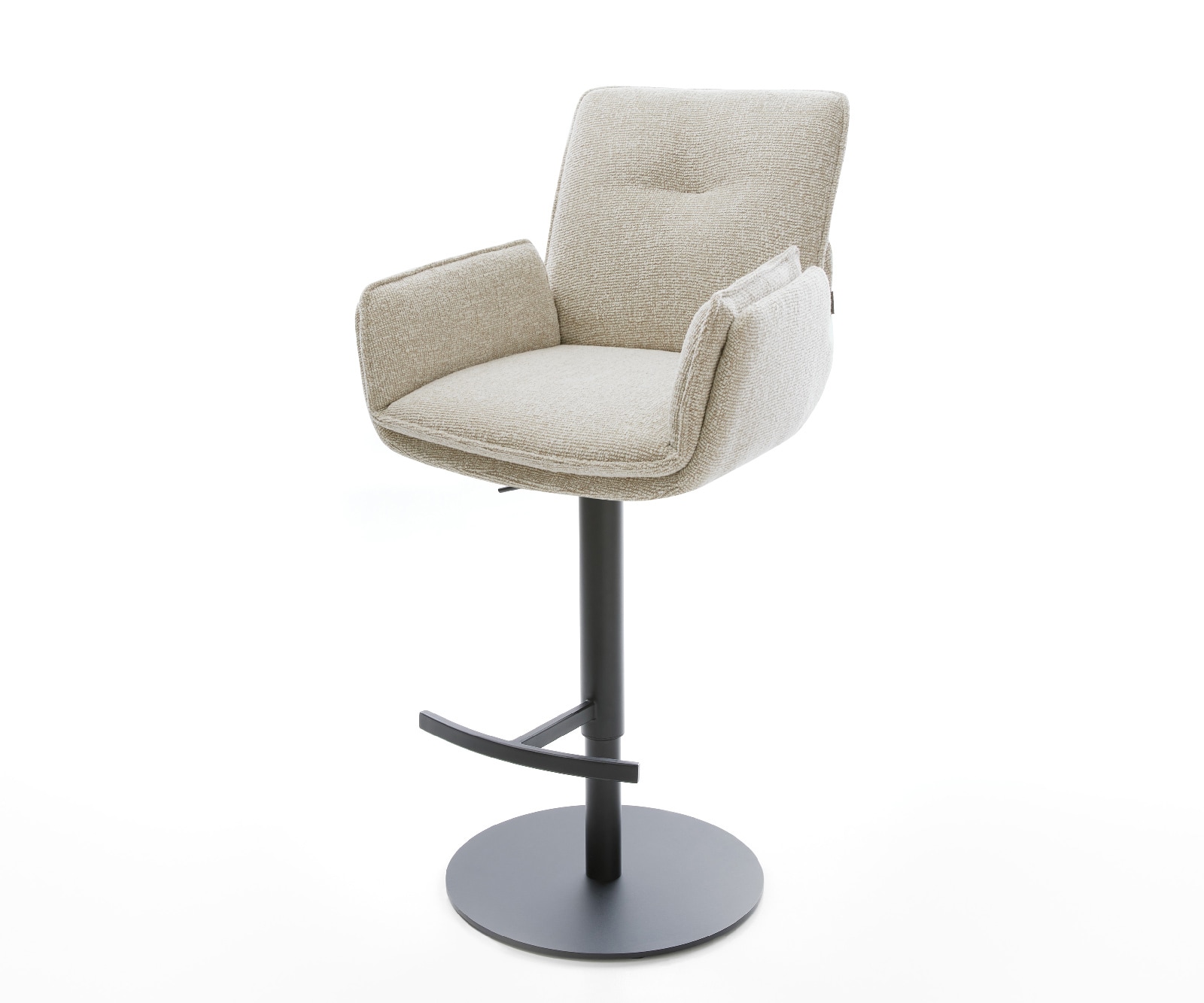 DELIFE Barstuhl Nela-Flex Webstoff Soft Beige Drehfuß höhenverstellbar Metall Schwarz, Barstühle Image