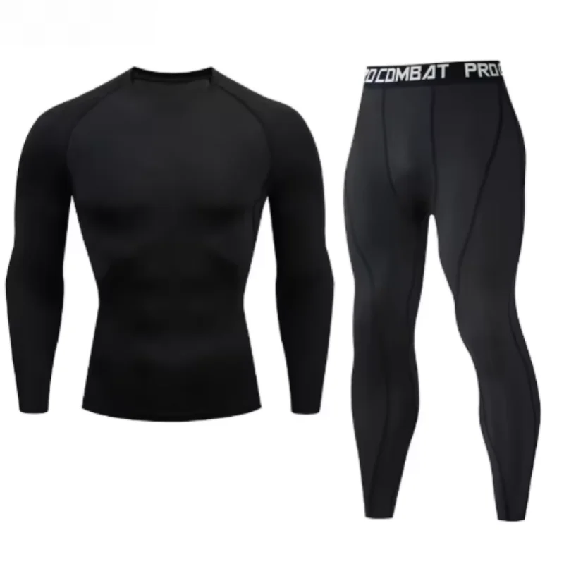 Ensemble de sport de compression 2 pièces pour homme – Tenue de sport élastique pour entraînement, yoga, jogging et fitness – Survêtement et pantalon de sport
