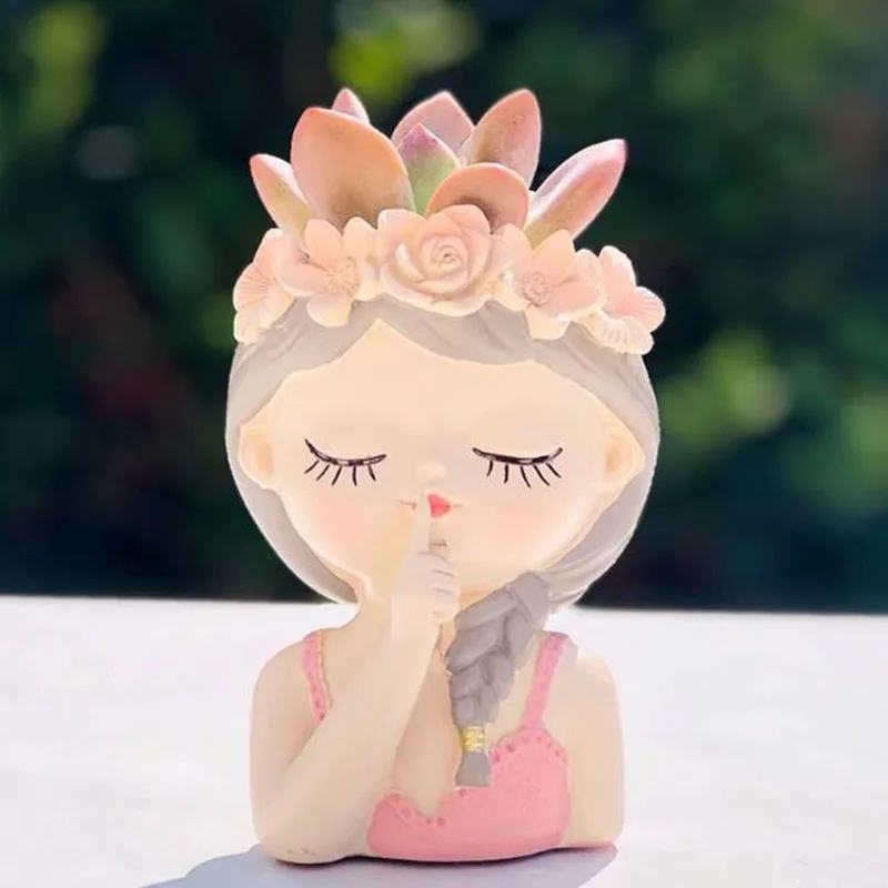 Stile nordico Resina Piccola fata Carnosa Vaso per piante Ornamenti da tavolo Vaso bonsai Vaso di fiori Ragazza Amica Regalo di compleanno Decorazioni da giardino