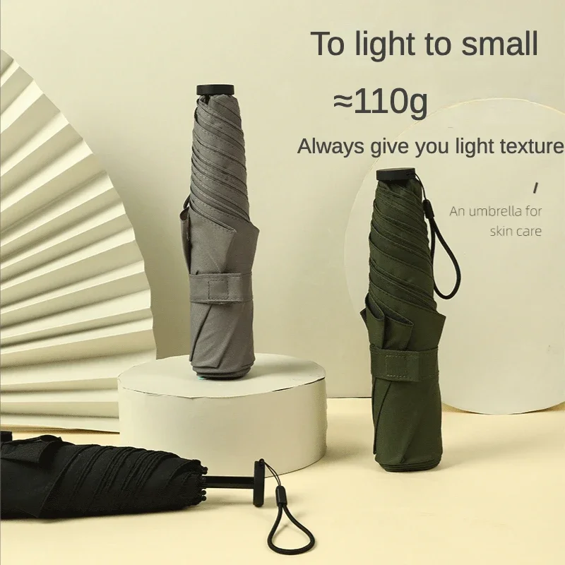 Mini Ultraleicht Regenschirm für Frauen Mädchen Carbon Faser Trifold Tragbare Bleistift Sonnenigen und Regnerischen Regenschirm Paraguas Mujer Sombrillas Image