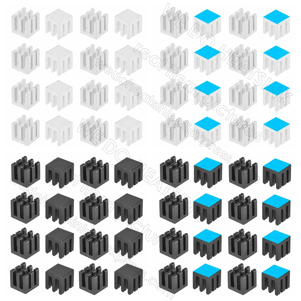 Aluminium Kühlkörper 10x10x10mm/0,39x0,39 x0.39 "Silber/Schwarz Aluminium Kühlkörper IC Speicher Ram Chip Kühlkörper Kühlung Kühler Image