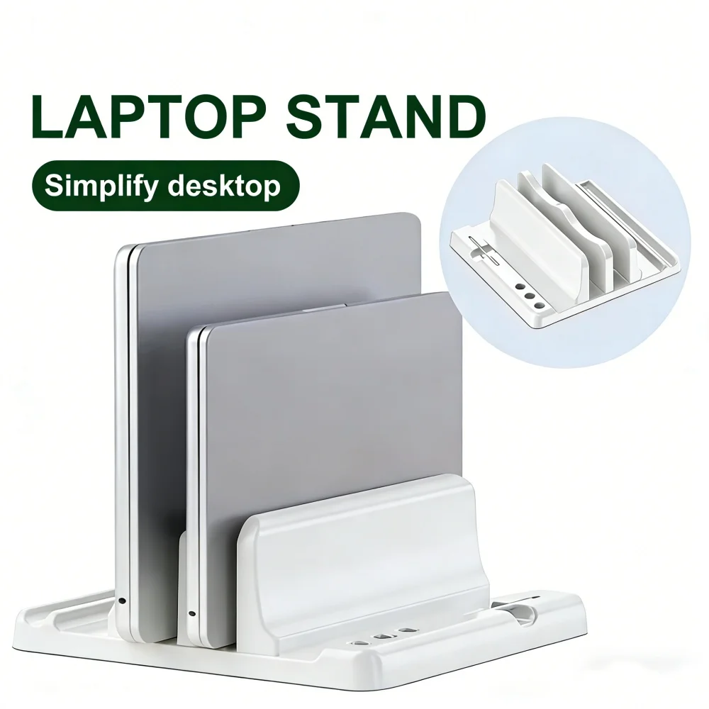 Verstellbarer Laptop-Ständer, vertikal, spart Platz auf dem Schreibtisch, einfach zu platzieren, Computerzubehör, skalierbare Breite für die Aufbewahrung am Bürotisch Image