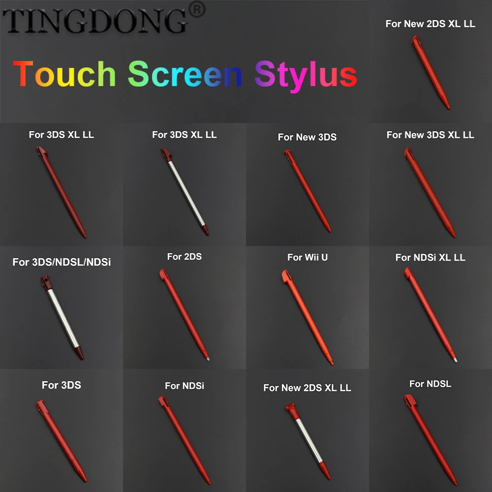 10 Stück für NDSL/NDSi/Wii, einziehbarer Metall-Stylus, Farbe Rot, Kunststoff-Stylus für 2DS 3DS New 2DS LL XL New 3DS XL
