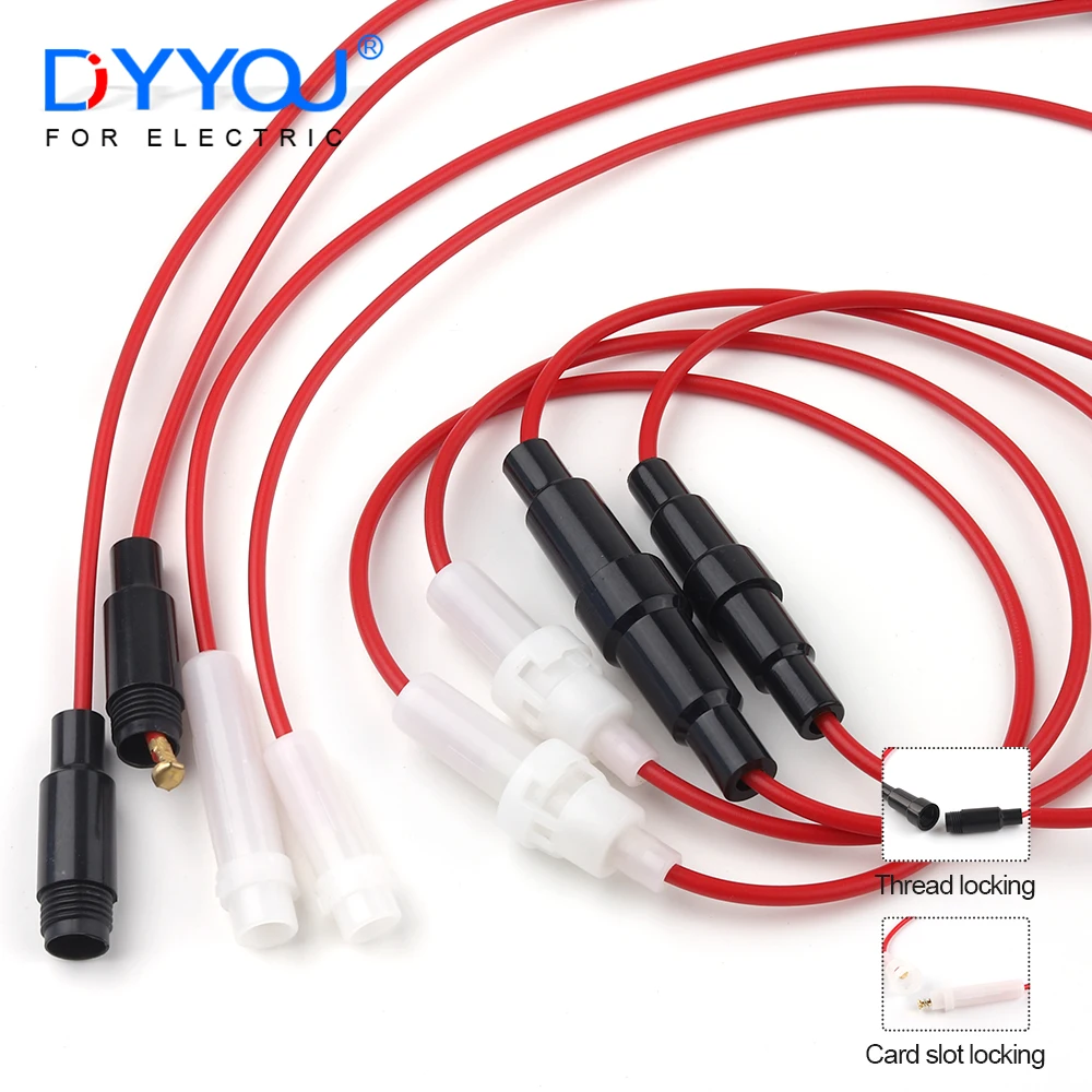 10 Stück 5 x 20 mm Glassicherungshalter, flinke Schraube, Typ 6 x 30 mm, mit elektrischem Drahtkabel, 250 V AC, Sicherungen, Linie, Kupferstreifenfeder Image