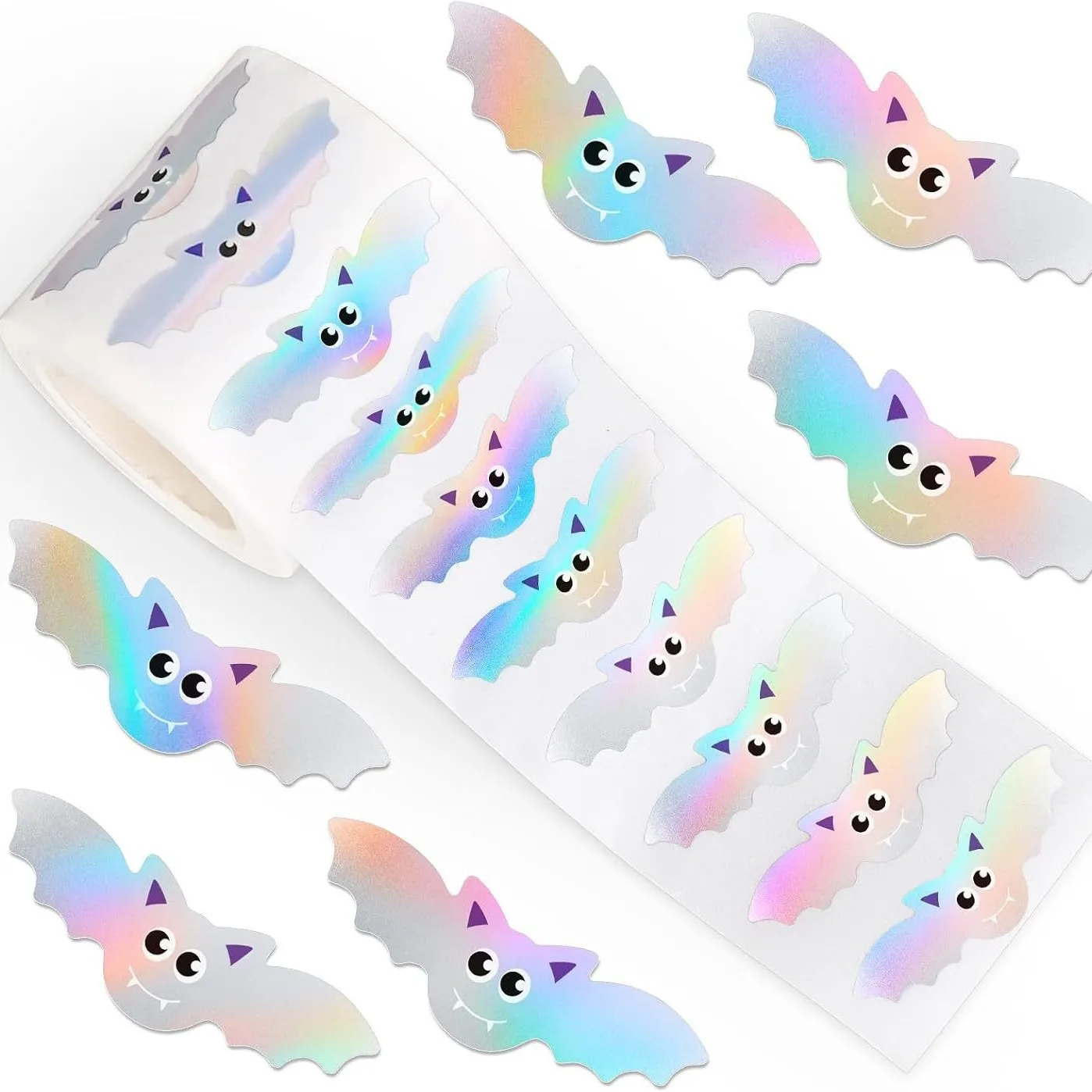 500 Stück 1,2 Zoll/3 cm Cartoon süße Fledermausform DIY wasserdichte Aufkleber Glitzer Label Aufkleber Halloween Party Umschlag Scrapbook Dekoration Verpackung Label Aufkleber Glitzer Fledermaus Image