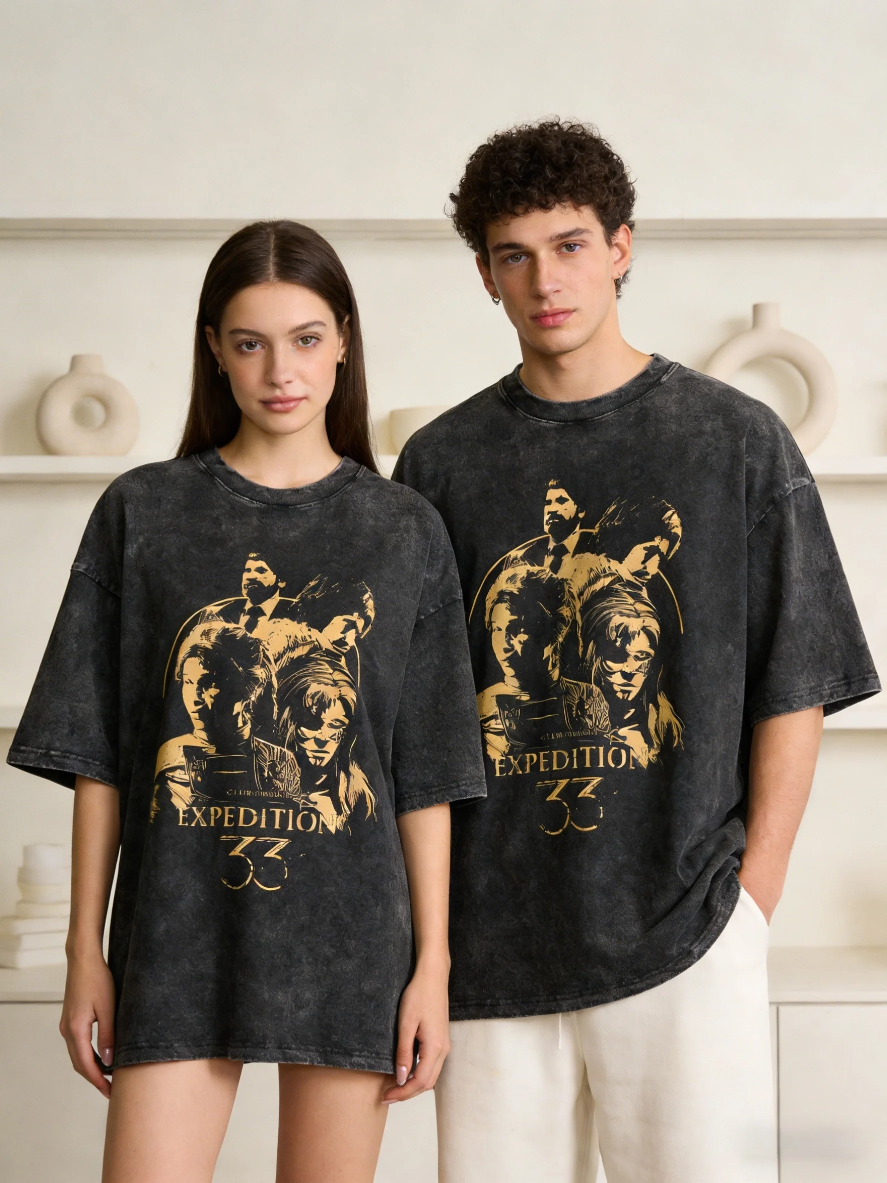 Übergroßes Wad-T-Shirt Expedition 33 Baumwoll-T-Shirts Maelle Vintage Hippie-T-Shirt für Herren, Strand-Ästhetik, lässige Top-T-Shirts