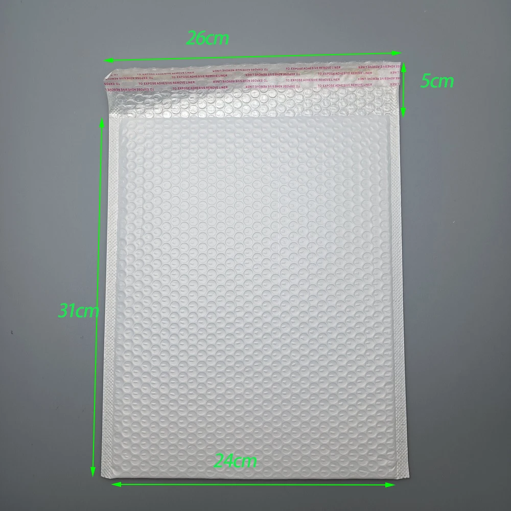 Größe 24 x 31 cm, A4-Luftpolstertasche aus Kunststoff, Express-Umschlag-Luftpolstertasche, 100 g/m2, weiß, verdickte Kunststoffblase, gepolsterte Versandtasche