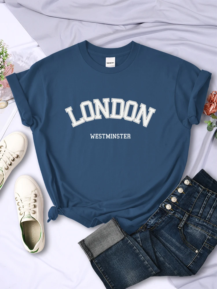 London Westminster Street Brief T-shirt Frauen Sommer Atmungsaktive Crop Top Casual Sport T Kleidung Schweiß Kühle Weiche T-Shirt Weibliche