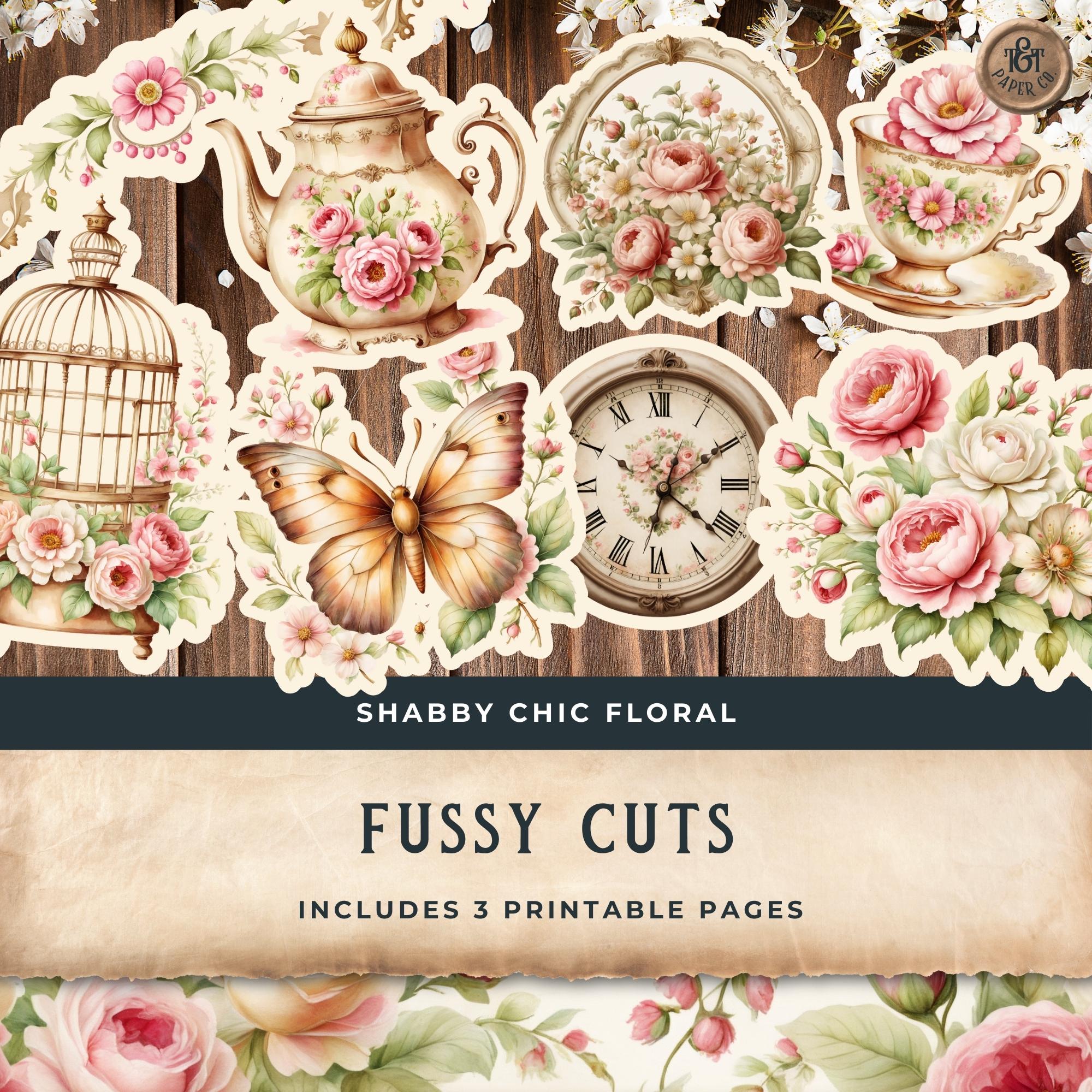Kit Shabby Chic Fussy Cuts Vintage Junk Journal, elemento Quilt floreale vittoriano, stampabile, digitale, effimera, fussycut - vol. 1 11x8,5