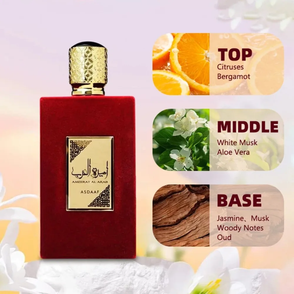 Nuovo profumo da donna da 100 ml, Eau de Parfum spray arabo per donna, profumo arabo di alta qualità, a lunga durata, attraente per donne e uomini.