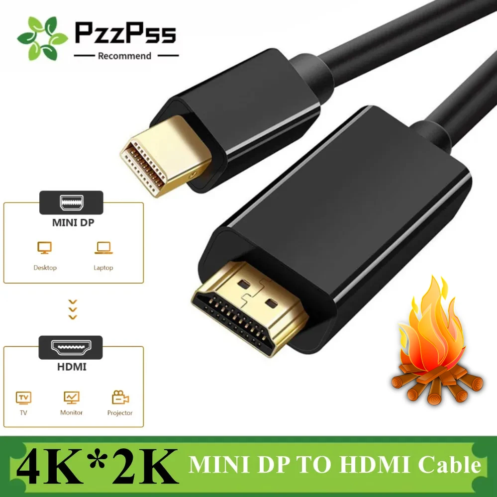 Adattatore cavo compatibile Mini DP a HDMI 4K per MacBook Pro Air Mini DisplayPort Cavo convertitore compatibile da Thunderbolt a HDMI