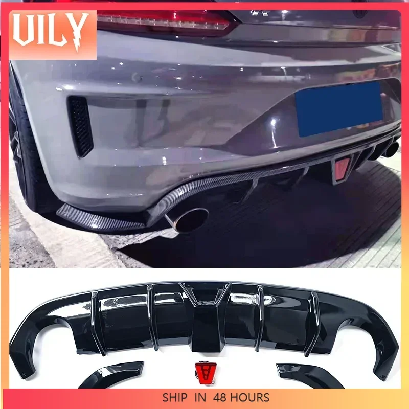 Auto Diffusore Posteriore Labbro per Volkswagen VW Scirocco R 2015 2016 2017 Body Kit Con Lampada Paraurti Spoiler Splitter In Plastica