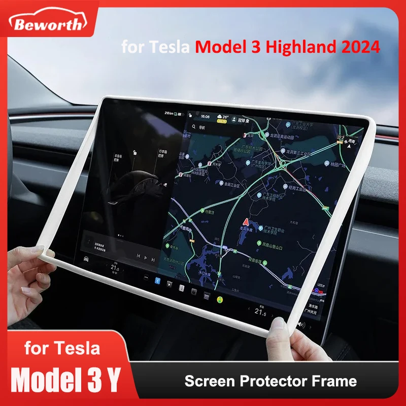 Für Tesla Model 3 Highland 2024 Modell Y Wacholder 2026 Silikon-Display-Schutzrahmen Display-Kantenschutz Zentrale Steuerung Image