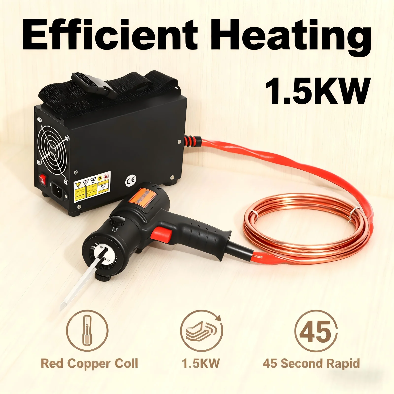 220V Schwarze 1,5KW Rostentfernungsmaschine, Hochtemperatur-Handheizgerät zum Entfernen von Rostschrauben für Heizwerkzeuge Image