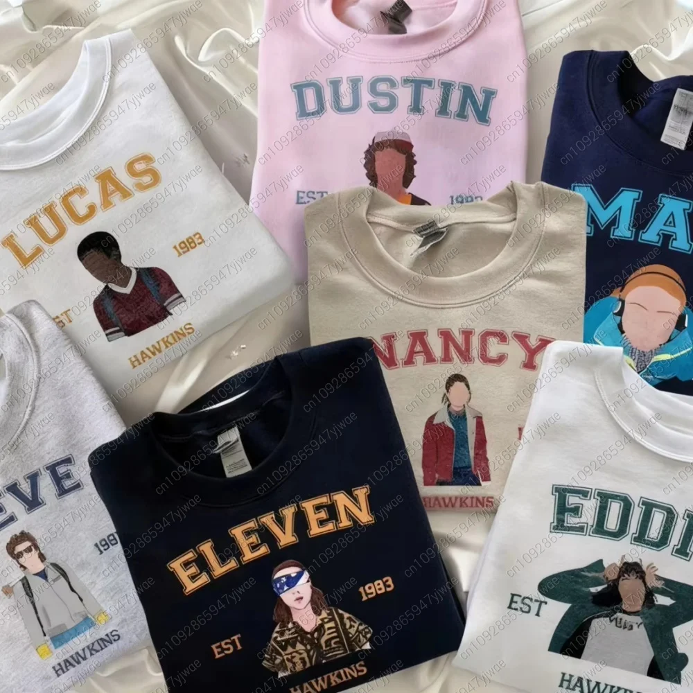 T-Shirt mit Stranger Movie-Motiv, ELEVEN MAX DUSTIN, trendiges Grafik-T-Shirt für Partys, cooles Streetwear-Outfit für Fans, lässige Unisex-Tops