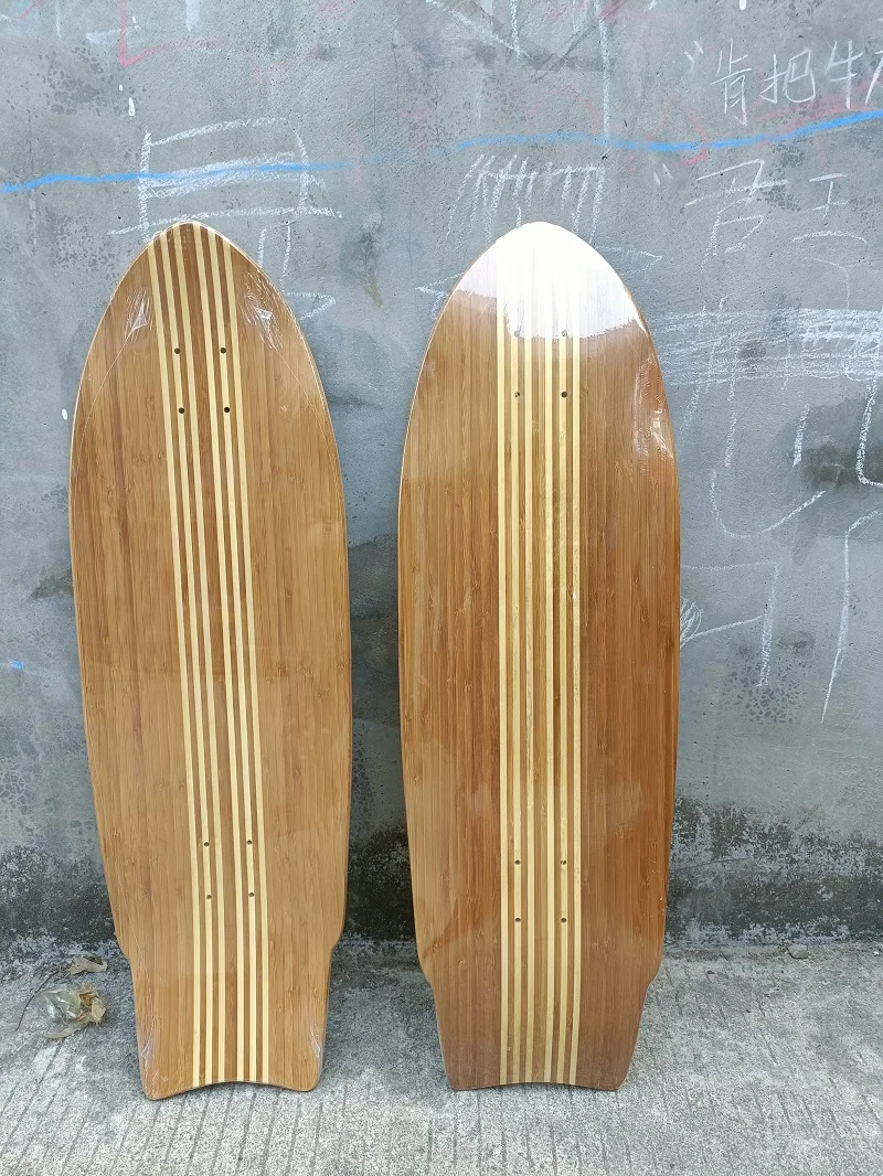 32*10 Zoll Bambus-Surf-Skateboard-Deck mit kanadischem Ahorn, 32 Zoll, glatt, 77 Snap, Pumping-fähig Image