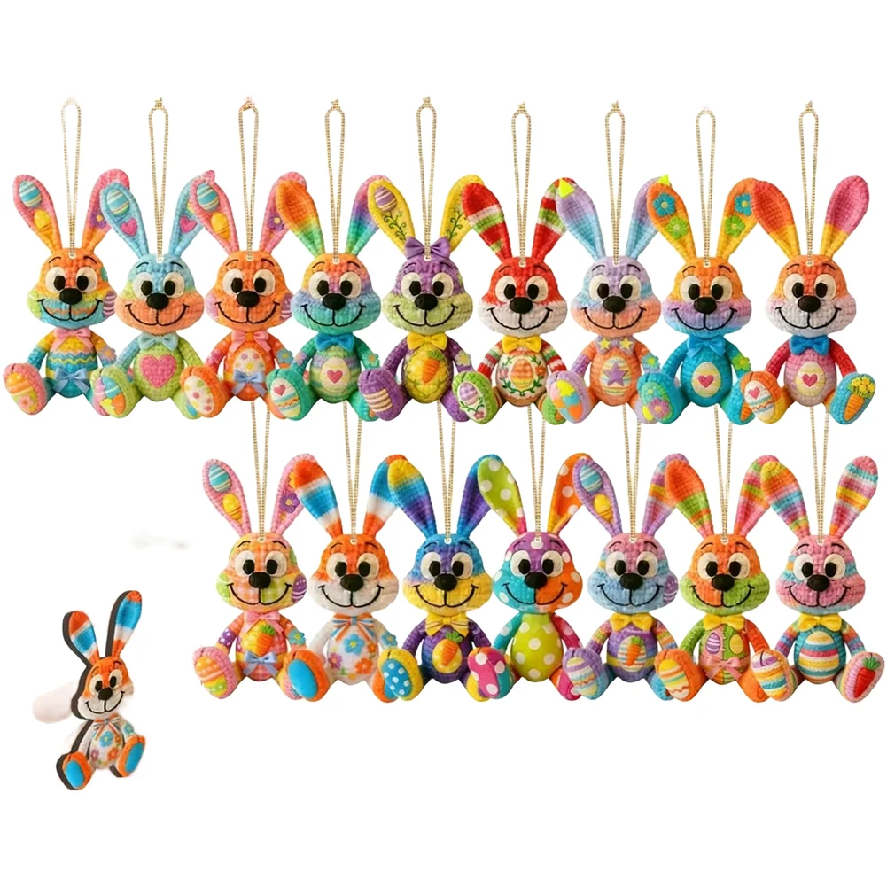 Bunte Hölzerne Osterhase-Hängeornamente Partydekoration Niedliche Strick-Stil Ramadan-Dekorationen 2026 Hochzeit Image