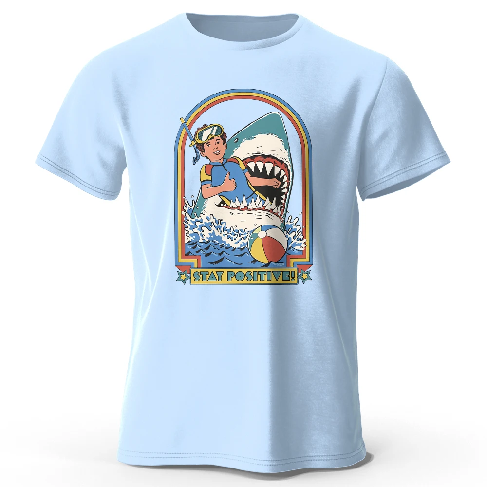 Herren-T-Shirt „Stay Positive“, bedruckt, 100 % Baumwolle, klassisch, Vintage, lustig, für Männer und Frauen, Sportbekleidung, Tops, T-Shirts Image