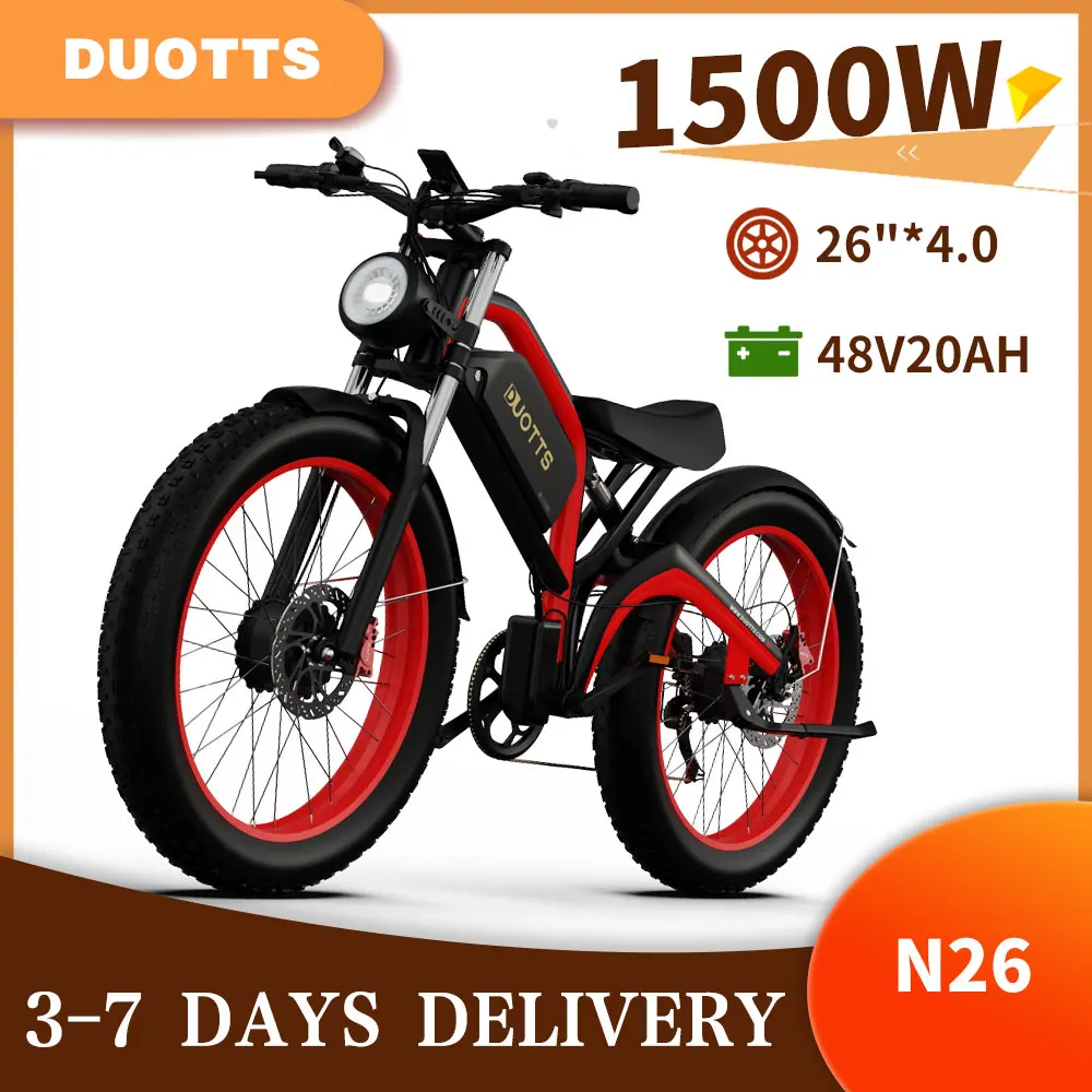 Duotts 26 Zoll Elektrofahrrad N26 48V20Ah Lithium-Akku 1500W Doppelmotor E-Bike Hydraulische Bremse 4.0 Fatbike Elektrofahrrad Image