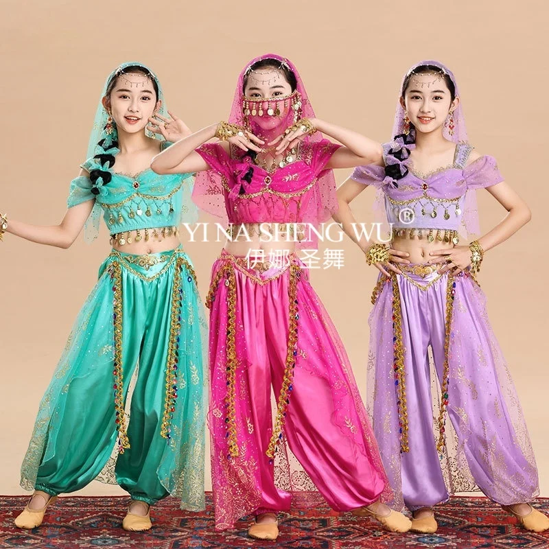 Prinzessin Jasmine Halloween-Kostüm-Set für Kinder, Bollywood, Tanzaufführung, Festival, Party, Cosplay, Kinder-Neujahrskleidung Image