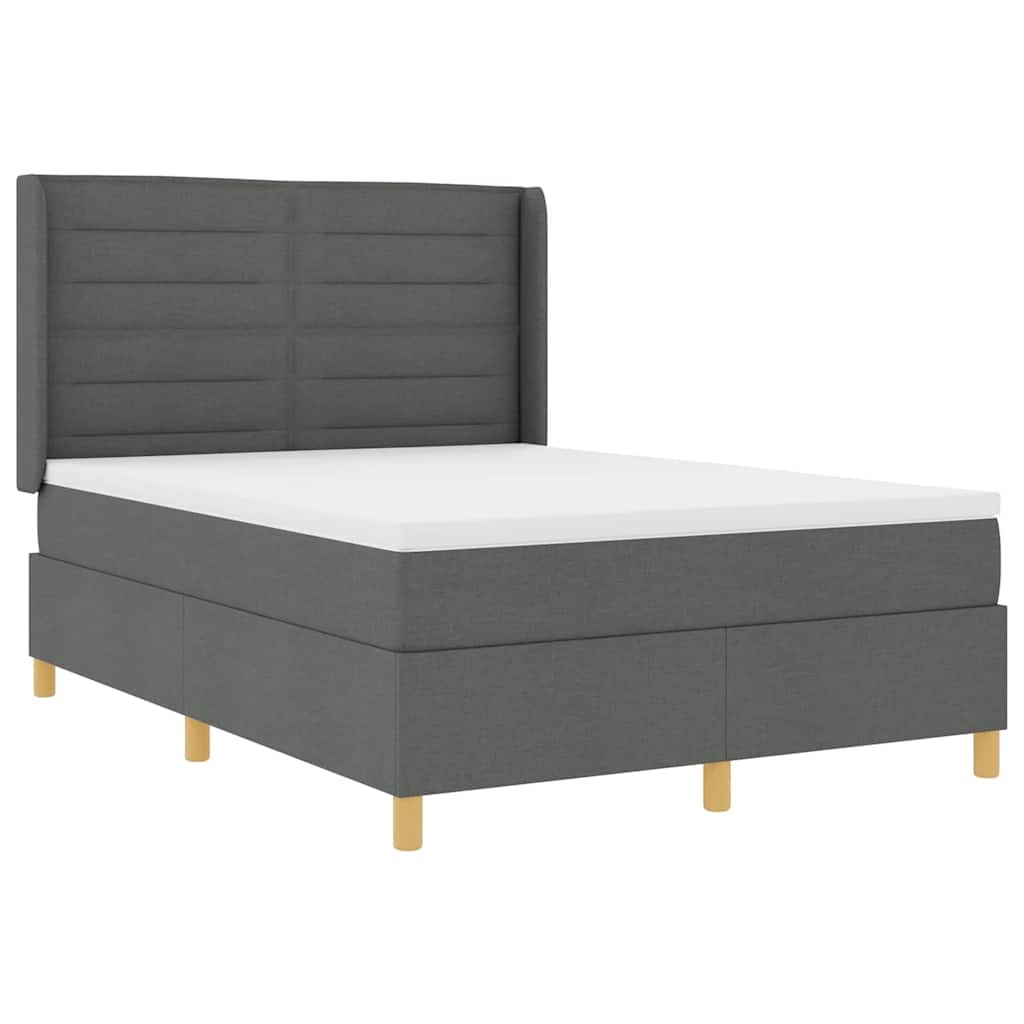 vidaXL Boxspringbett mit Matratze mit Kopfteil Grau 140 x 200 cm Stoff Image