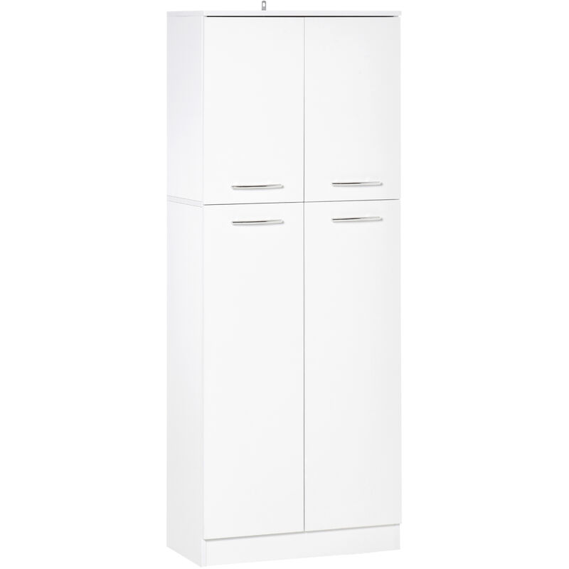 Homcom - Mobile Moderno Multiuso 2 Armadietti E Mensole Regolabili In Mdf Bianco