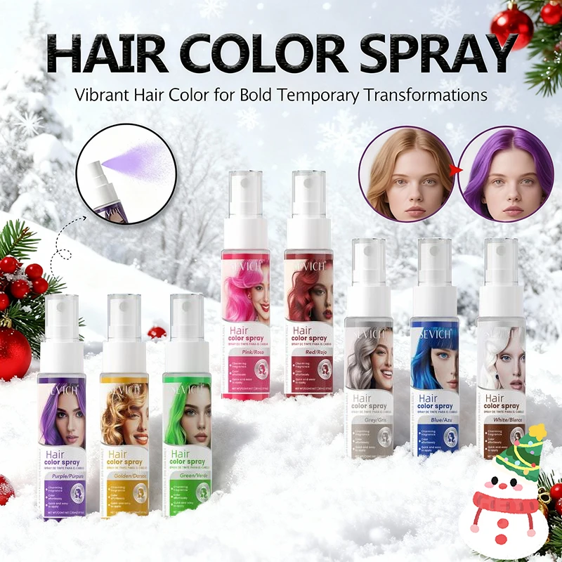 Temporäres Haarfarbspray, Haarfärbespray, 8 Farben, für Männer, Frauen, Kinder, Party, Weihnachten, Cosplay, waschbar, sofortige Haarfärbemittel Image