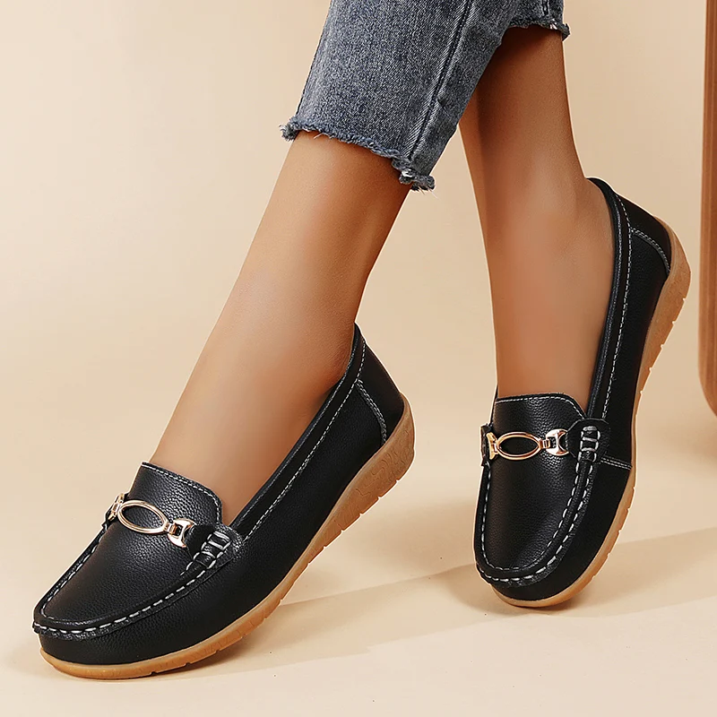 Schuhe für Frauen Mokassins Wohnungen Frau Faulenzer Echtes Leder Weibliche Schuhe Slip Auf Ballett Krankenschwester frauen Schuhe Plus Größe 43