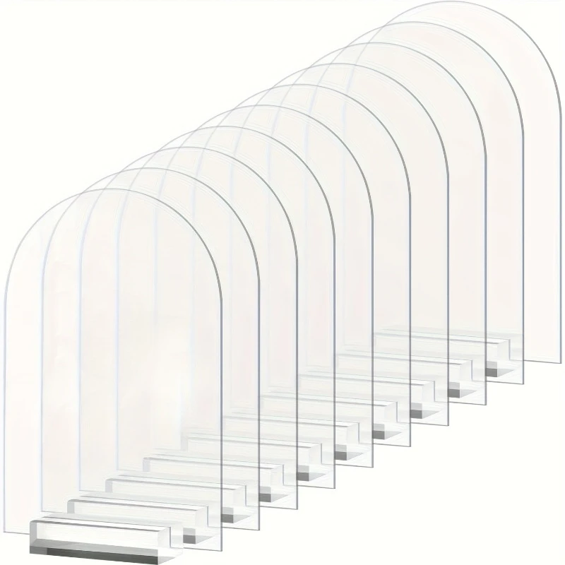 10 Stück gewölbte Acrylplatten mit Ständer, DIY-Bogen-Acrylschild, blanko, für Hochzeitsschild, Menüschild, Getränk, Bar, Listenschilder, Event-Partys Image