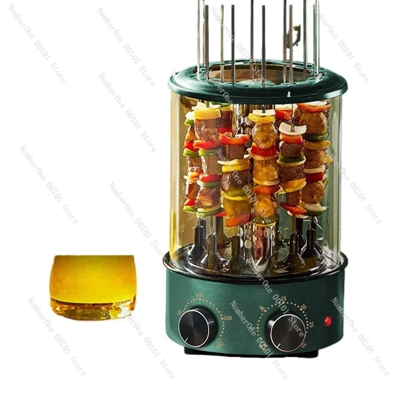 Automatische rotierende Grillspießmaschine, elektrischer Heimgrill mit Temperaturregelung, rauchfreies Grillwerkzeug für den Innenbereich Image