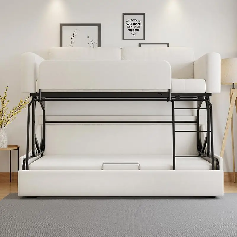 Schlafsofa, zusammenklappbares oberes und unteres Etagenbetten, multifunktionales Mehrzweck-Sofa mit Eisenrahmen für kleine Wohnungen, oberes Wohnzimmer Image