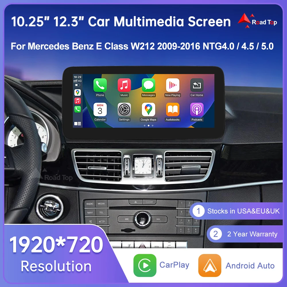 Linux Touchscreen-Autoradio für Mercedes Benz E-Klasse W212 2009–2016 GPS mit kabellosem Carplay Android Auto Airplay Mirroring Image