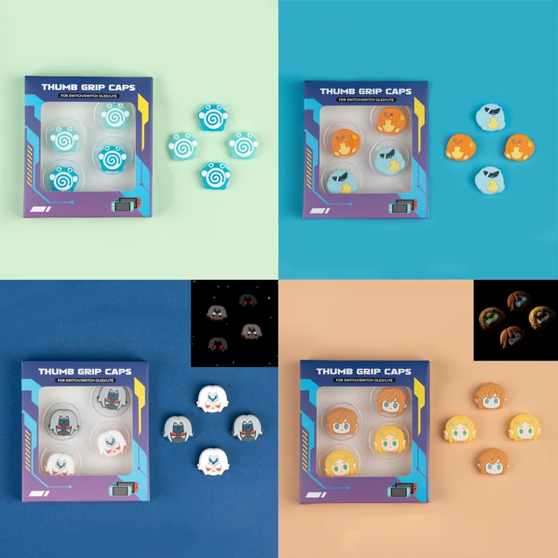 Nette Monster Silikon Thumb-Stick Grip Cap Joystick Abdeckung Schutz Für Schalter NS Oled/Lite Joy-con Controller Thumbstick fall Image