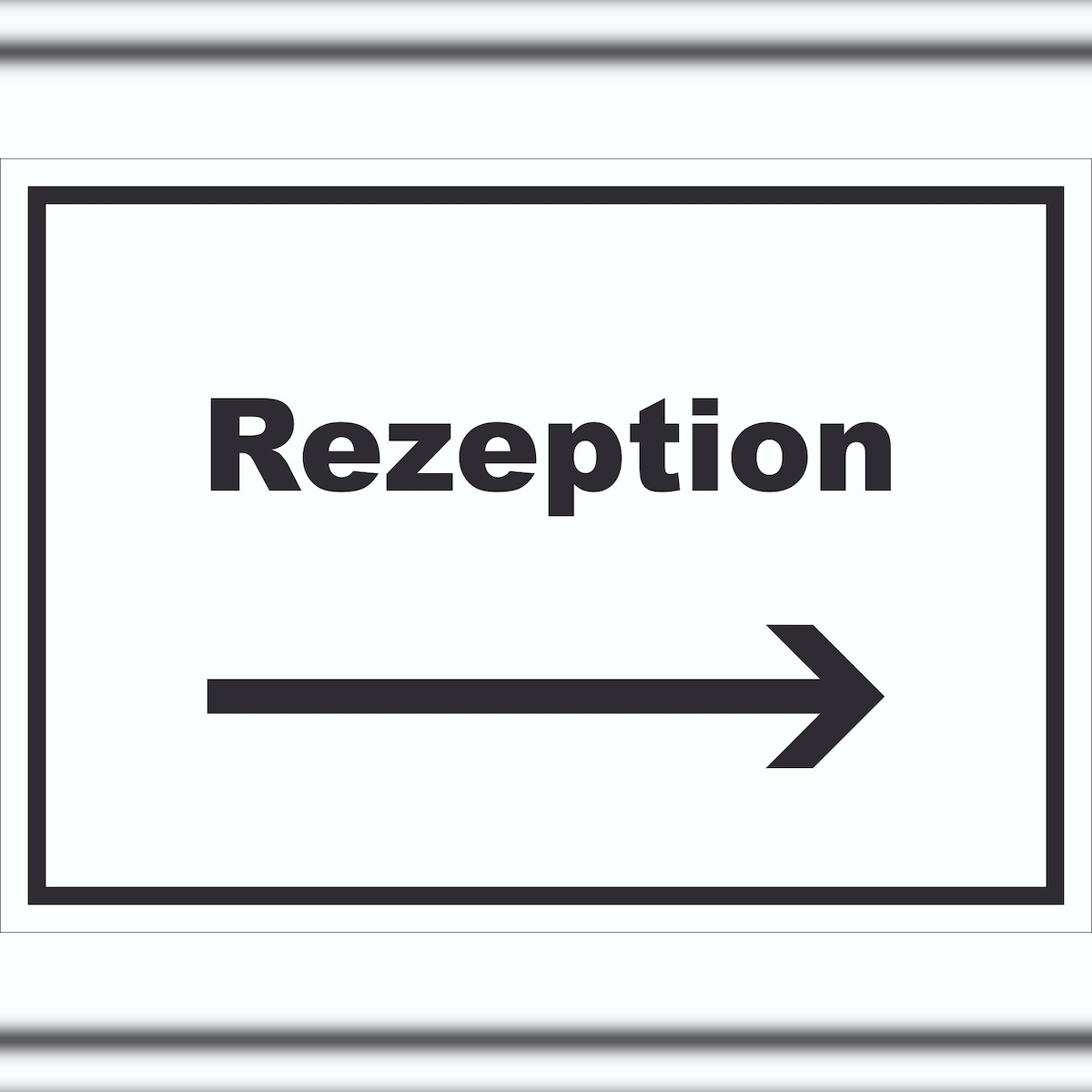 HB-Druck Rezeption Schild mit Text und Richtungspfeil rechts Anmeldung Eingang waagerecht A6 (105x148mm) Image